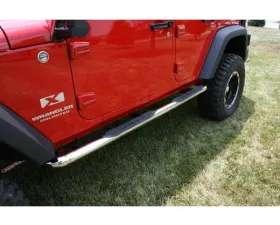 Rugged Ridge Tube Side Step Kit, Round, 3 Inch, Stainless; 07-18 Wrangler, 4 Door Jeep Wrangler 2007-2018