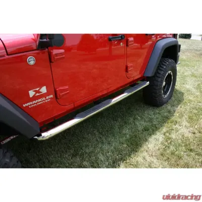 Rugged Ridge Tube Side Step Kit, Round, 3 Inch, Stainless; 07-18 Wrangler, 4 Door Jeep Wrangler 2007-2018 - 11593.06