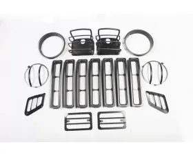 Rugged Ridge Euro Guard Kit, Black, 17 Piece; Jeep Wrangler TJ 1997-2006