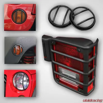 Rugged Ridge Euro Guard Kit, Black, 10 Piece; 07-18 Jeep Wrangler JK/JKU Jeep Wrangler 2007-2018 - 12496.02
