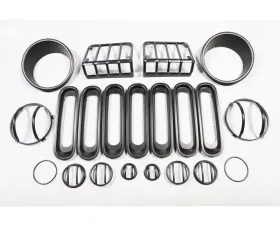 Rugged Ridge Euro Guard Kit, Black, 19 Piece; Jeep Wrangler JK 2007-2018
