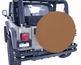 This spice tire cover from Rugged Ridge fits 30-32 inch spare tires.