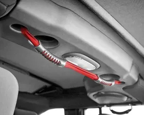 Rugged Ridge Grab Strap, Rear, Dual, Red; 07-18 Jeep Wrangler JKU Jeep Wrangler 2007-2018