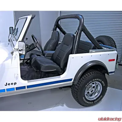 Rugged Ridge Seat, High-Back, Front, No-Recline, Black Denim; 76-02 CJ/Wrangler Jeep - 13401.15
