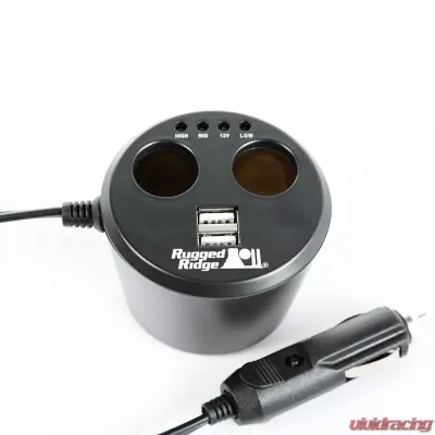 Rugged Ridge Power Cup, 2 x USB + 2 x Accessory Ports, Universal - 15101.03