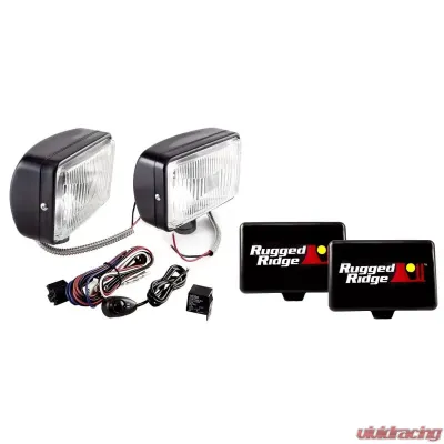Rugged Ridge Light Kit, Halogen, 5 Inch x 7 Inch, Black, Steel Housing, 2 Piece - 15207.55