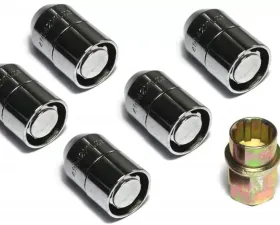 Rugged Ridge Five Piece Wheel Lock Set 1/2 -20 Thread Chrome Jeep CJ-7 1976-1986