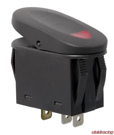 This black 2-position rocker switch from Rugged Ridge has a red indicator light. - 17235.02