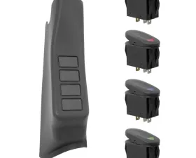 Rugged Ridge Switch Pod Kit, A-Pillar, 4 Switches, Black, RHD; 07-10 Wrangler JK Jeep Wrangler 2007-2010