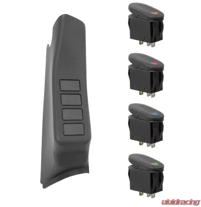 Rugged Ridge Switch Pod Kit, A-Pillar, 4 Switches, Black, RHD; 07-10 Wrangler JK Jeep Wrangler 2007-2010 - 17235.87