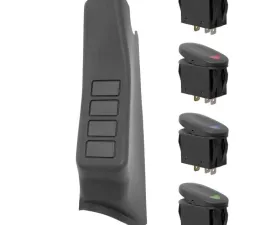 Rugged Ridge Switch Pod Kit, A-Pillar, 4 Switches, Black, LHD; 11-18 Wrangler JK Jeep Wrangler 2011-2018