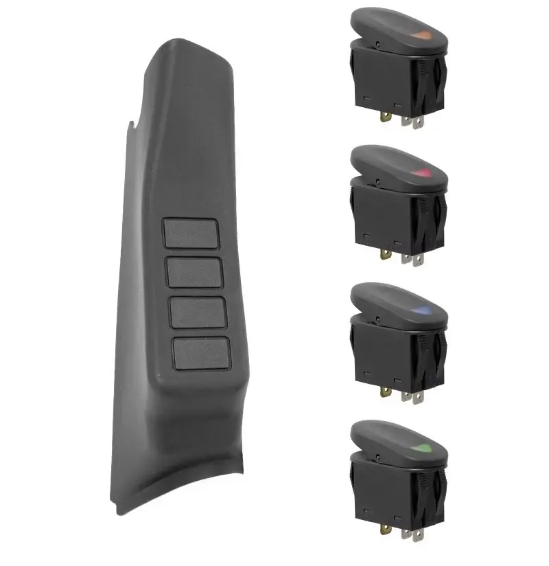 Rugged Ridge Switch Pod Kit, A-Pillar, 4 Switches, Black, RHD; 11-18 Wrangler JK Jeep Wrangler 2011-2018 - 17235.97
