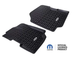 Rugged Ridge All Terrain Floor Liner, Front Pair, Black, Jeep Logo; 76-95 CJ/YJ Jeep
