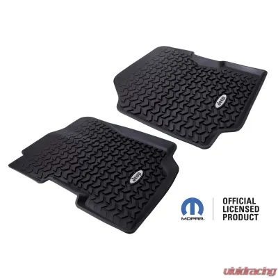 Rugged Ridge All Terrain Floor Liner, Front Pair, Black, Jeep Logo; 76-95 CJ/YJ Jeep - DMC-12920.22