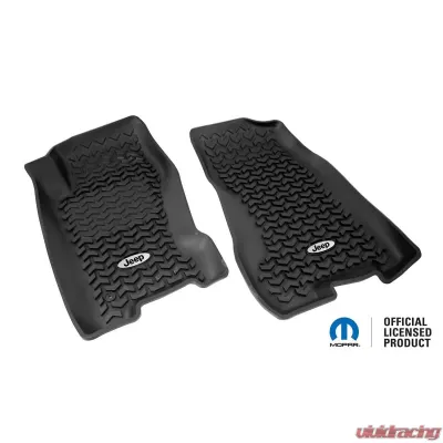 Rugged Ridge All Terrain Floor Liner, Front Pair, Black, Jeep Logo; 99-04 Jeep WJ Jeep Grand Cherokee 1999-2004 - DMC-12920.27