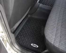 Rugged Ridge All Terrain Floor Liner, Rear, Black, Jeep Logo; 84-01 Cherokee XJ Jeep Cherokee 1984-2001