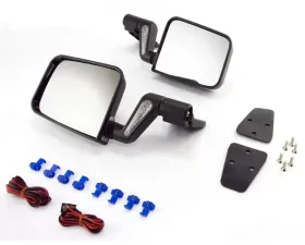 Rugged Ridge Door Mirror Kit, Heated, Black; 87-02 Jeep Wrangler YJ/TJ Jeep Wrangler