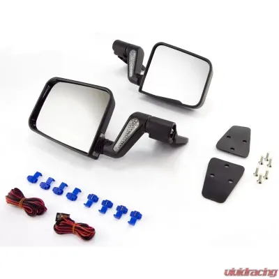 Rugged Ridge Door Mirror Kit, Heated, Black; 87-02 Jeep Wrangler YJ/TJ Jeep Wrangler - 11002.20