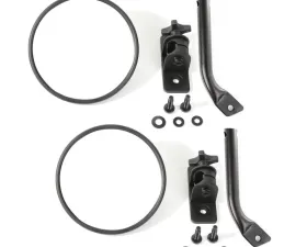 Rugged Ridge Stubby Trail Mirror, Round Pair, Txt Black; 97-18 Jeep Wrangler JK Jeep Wrangler 1997-2018