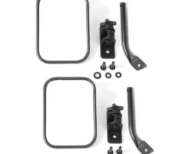 Rugged Ridge Stubby Trail Mirror, Rectangular Pair, Txt Blk; 97-18 Jeep Wrangler JK Jeep Wrangler 1997-2018