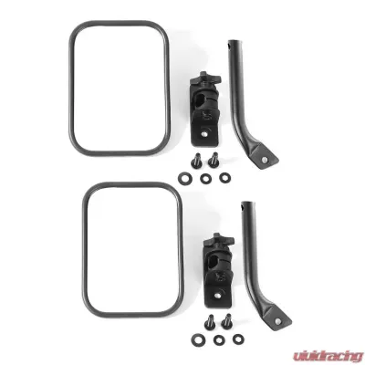 Rugged Ridge Stubby Trail Mirror, Rectangular Pair, Txt Blk; 97-18 Jeep Wrangler JK Jeep Wrangler 1997-2018 - 11025.22