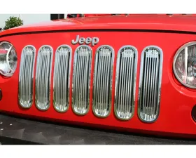 Rugged Ridge Grille Insert, Billet Style, Polished Aluminum; Jeep Wrangler JK 2007-2018