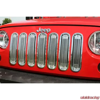 Rugged Ridge Grille Insert, Billet Style, Polished Aluminum; Jeep Wrangler JK 2007-2018 - 11401.20