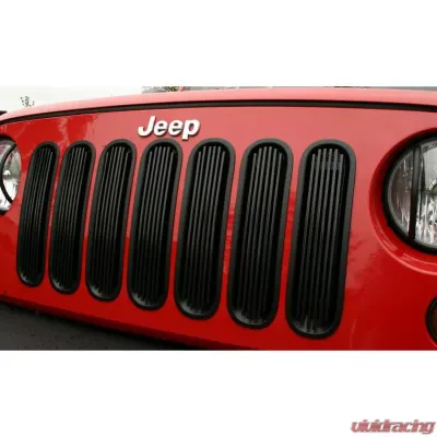 Rugged Ridge Grille Insert, Billet Style, Black; Jeep Wrangler JK 2007-2018 - 11401.30