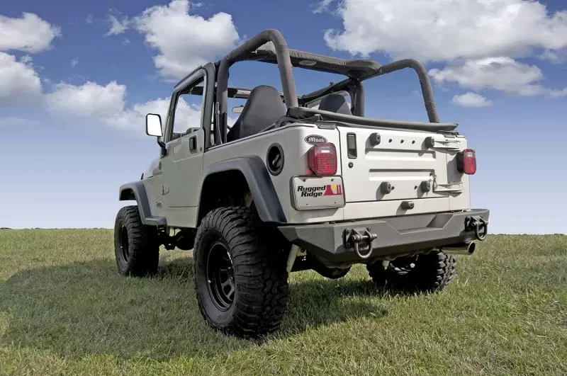 Rugged Ridge XHD Bumper, Rear; 76-06 Jeep CJ/Wrangler YJ/TJ Jeep - 11546.10