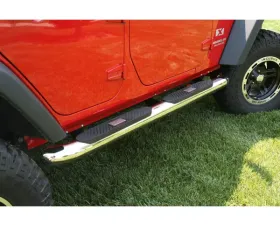 Rugged Ridge Tube Side Step Kit, Round, 4 Inch, Stainless; 07-18 Wrangler, 4 Door Jeep Wrangler 2007-2018