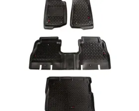 Rugged Ridge Floor Liner, Front/Rear/Cargo; Black, 2018-2020 Jeep Wrangler JL 4 Dr Jeep Wrangler 2018-2020