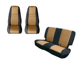 Rugged Ridge Seat Cover Kit, Black/Tan; 80-90 Jeep CJ/Wrangler YJ Jeep