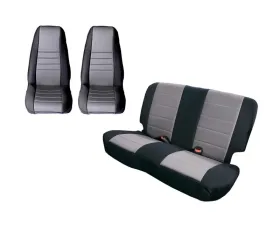 Rugged Ridge Seat Cover Kit, Black/Gray; 80-90 Jeep CJ/Wrangler YJ Jeep