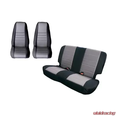 Rugged Ridge Seat Cover Kit, Black/Gray; 80-90 Jeep CJ/Wrangler YJ Jeep - 13290.09