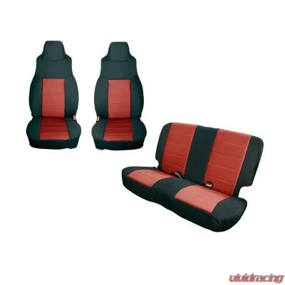 Rugged Ridge Seat Cover Kit, Black/Red; 97-02 Jeep Wrangler TJ Jeep Wrangler 1997-2002 - 13292.53