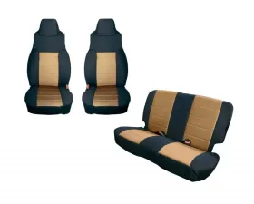 Rugged Ridge Seat Cover Kit, Black/Tan; 03-06 Jeep Wrangler TJ Jeep Wrangler 2003-2006