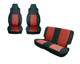 Rugged Ridge Seat Cover Kit, Black/Red; 03-06 Jeep Wrangler TJ Jeep Wrangler 2003-2006