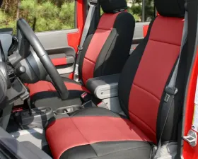 Rugged Ridge Seat Cover Kit, Black/Red; 07-10 Jeep Wrangler Unlimited JKU, 4 Door Jeep Wrangler 2007-2010