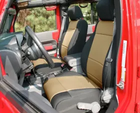 Rugged Ridge Seat Cover Kit, Black/Tan; 11-18 Jeep Wrangler JK, 2 Door Jeep Wrangler 2011-2018