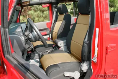Rugged Ridge Seat Cover Kit, Black/Tan; 11-18 Jeep Wrangler JK, 2 Door Jeep Wrangler 2011-2018 - 13296.04