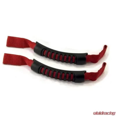 Rugged Ridge Grab Handle Kit, Front, Headrest Mounted, Red; 07-21 Wrangler / 20-21 Gladiator Jeep - 13305.11