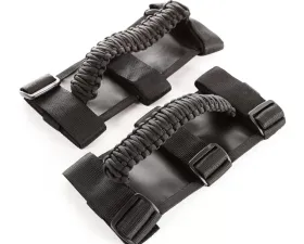 Rugged Ridge Grab Handle Kit, Paracord, Black/Black; 55-21 Jeep CJ/Wrangler/Gladiator Jeep