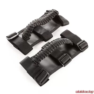 Rugged Ridge Grab Handle Kit, Paracord, Black/Black; 55-21 Jeep CJ/Wrangler/Gladiator Jeep - 13505.30