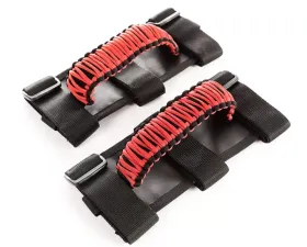 Rugged Ridge Grab Handle Kit, Paracord, Red/Black; 55-19 Jeep CJ/Wrangler/Gladiator Jeep