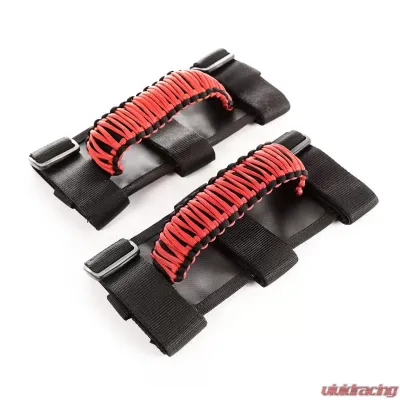 Rugged Ridge Grab Handle Kit, Paracord, Red/Black; 55-19 Jeep CJ/Wrangler/Gladiator Jeep - 13505.31
