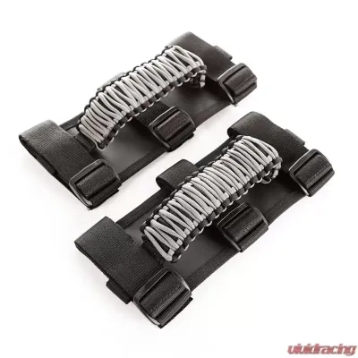 Rugged Ridge Grab Handle Kit, Paracord, Gray/Black; 55-19 Jeep CJ/Wrangler/Gladiator Jeep - 13505.32