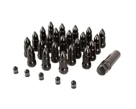 Rugged Ridge Wheel Lug Nut/Valve Stem Cap Kit, Bullet Style, Black