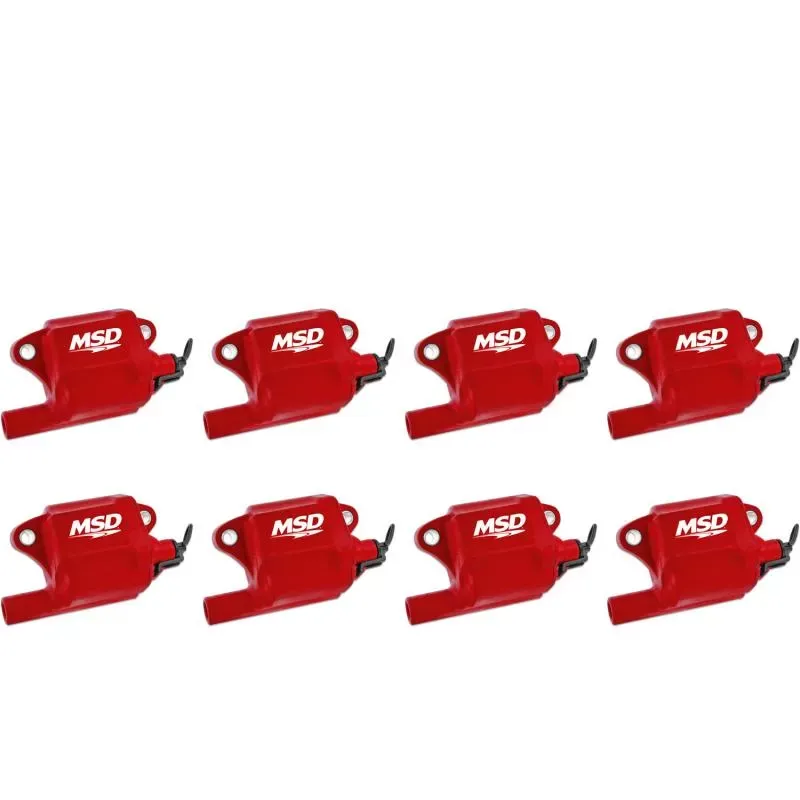 MSD Ignition Coil - Pro Power Series - GM LS2/LS7 Engines - Red - 8-Pack - 82878
