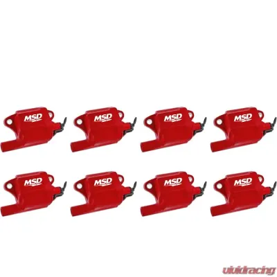 MSD Ignition Coil - Pro Power Series - GM LS2/LS7 Engines - Red - 8-Pack - 82878