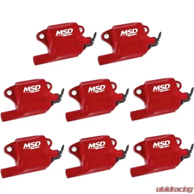 MSD Ignition Coil - Pro Power Series - GM LS2/LS7 Engines - Red - 8-Pack - 82878